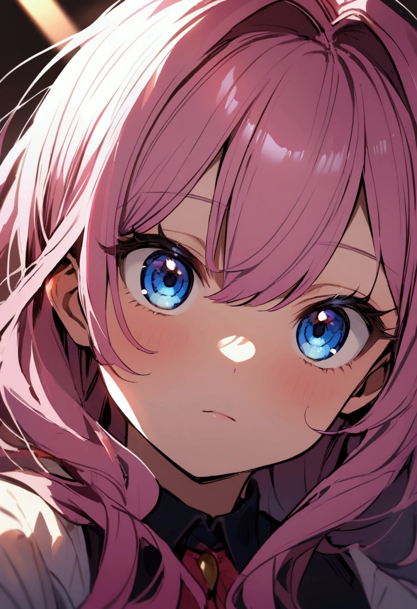 Pickled plums、sour face、Girl with pink hair、blue eyes