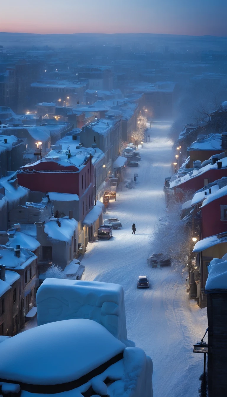 Ice City has a maze of unoccupied streets full of ice and snow.