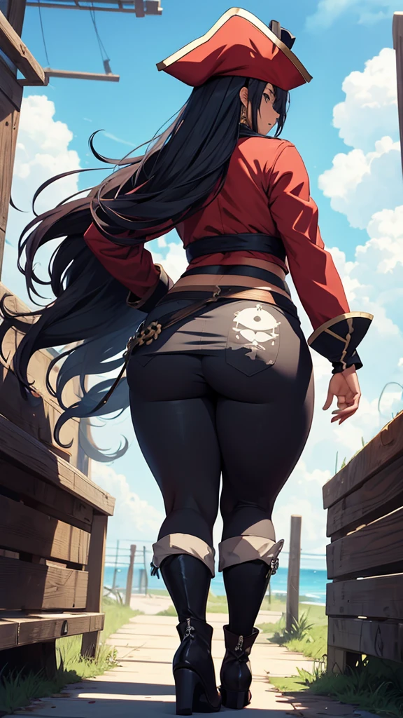 Plus size anime pirate walking away