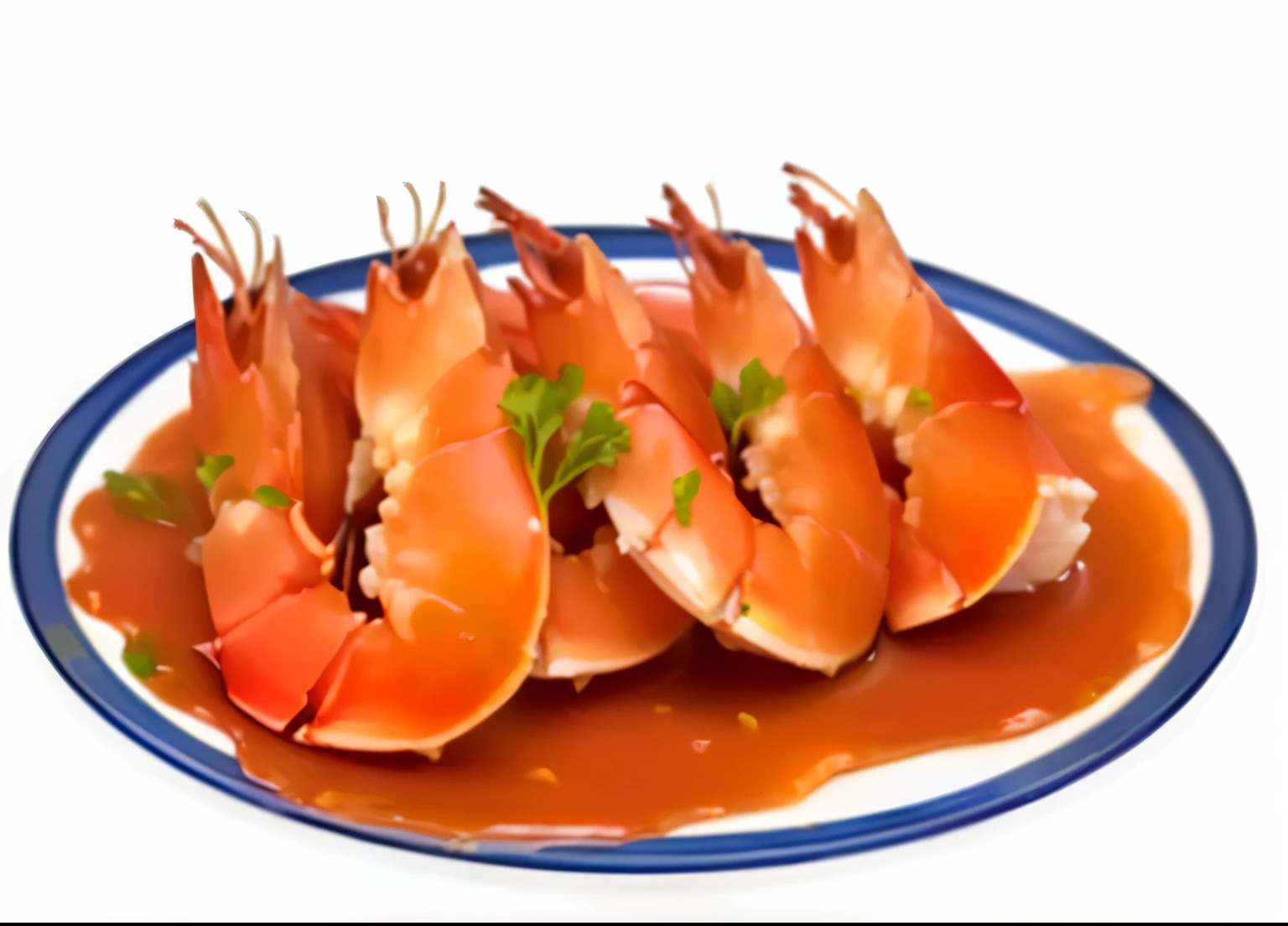 there are three shrimps on a plate with sauce on it, shrimp, shrimp, Crab, Crustaceans, ( Surreal, Chitin, Chinese, wet, Thumbnail, ( Surreal ), 240p, simple, shrimps are all over the ground, Good quality, [ Movie, ❤🔥🍄🌪, Convenient
