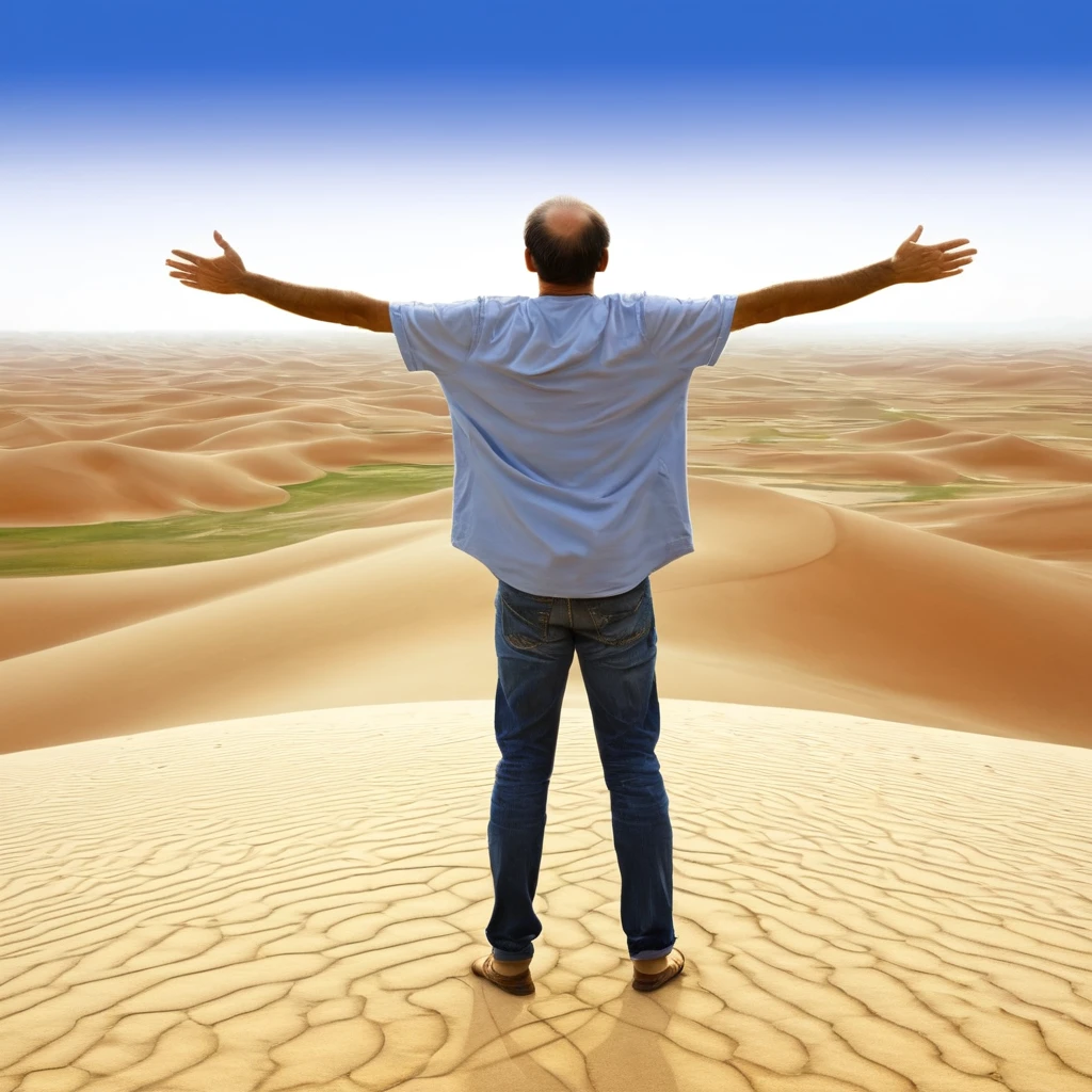 Plain Desert,A man standing in the middle,Back,Open your arms,Decorative paintings