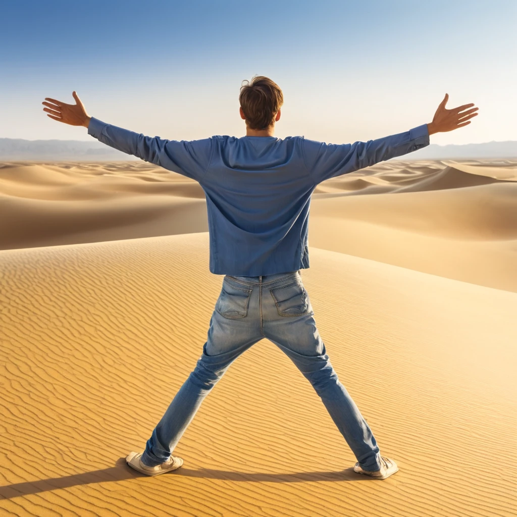 Plain Desert,A man standing in the middle,Back,Open your arms,Decorative paintings