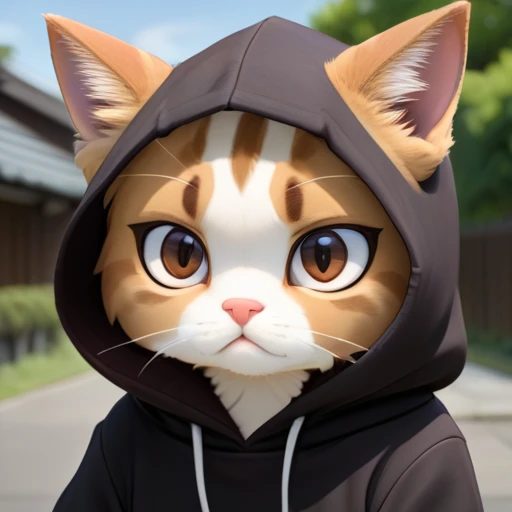 score_9, score_8_up, source_anime, animal focus, no humans, nekoemoji, cat, hood up, shaded face,