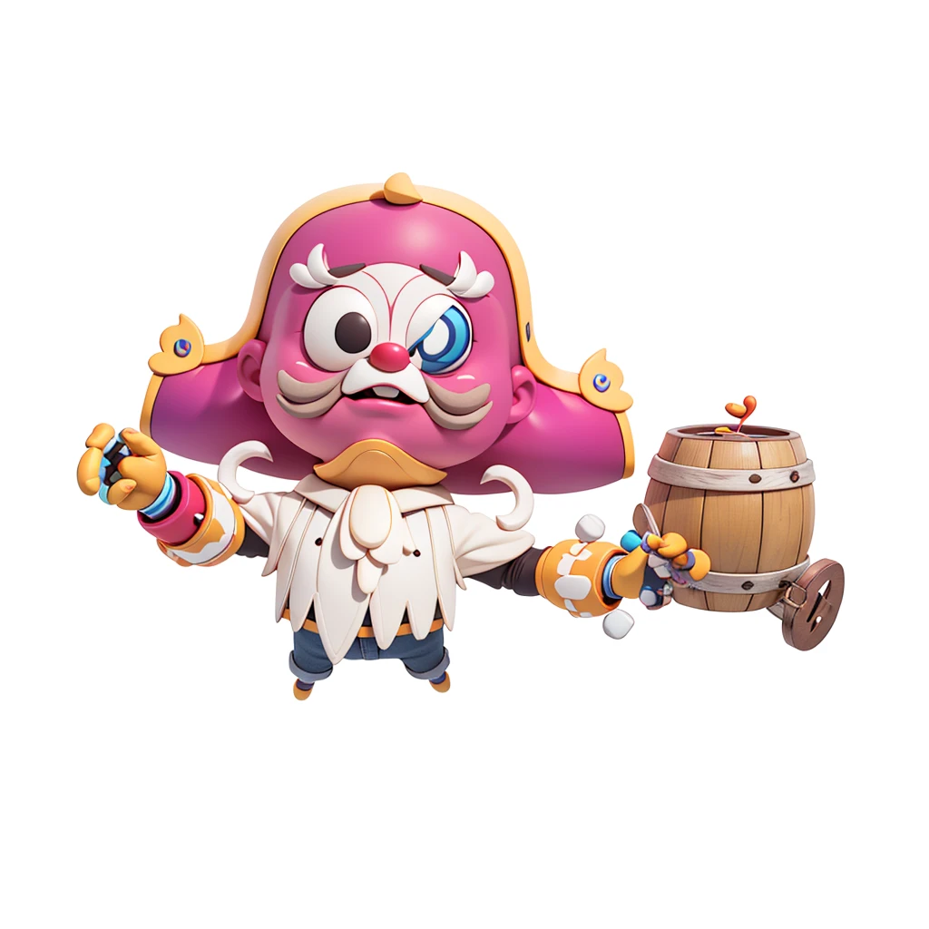 captain,No eyes,巨大的captain帽子盖过了他的脸,Red clown nose,White beard with large area,Long curly,No hands, only hooks,With a wooden barrel,TNT bomb,Isometric,xxxxxxxx cartoon 3d model,Low Poly,3D Art,C4D,octane
rendering, 3D Rendering, Ray traction, Clay Materials, Pixar Trends, Animated Lighting, Depth of Field, Super Detail, Pastel colors, mockup, Clean background, Delicate gloss, Soft focus, oc, Blender, intellectual property, best quality, 8k--s 250--v 5.1