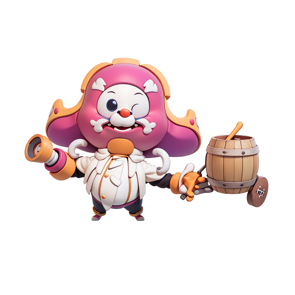 captain,No eyes,巨大的captain帽子盖过了他的脸,Red clown nose,White beard with large area,Long curly,No hands, only hooks,With a wooden barrel,TNT bomb,Isometric,xxxxxxxx cartoon 3d model,Low Poly,3D Art,C4D,octane
rendering, 3D Rendering, Ray traction, Clay Materials, Pixar Trends, Animated Lighting, Depth of Field, Super Detail, Pastel colors, mockup, Clean background, Delicate gloss, Soft focus, oc, Blender, intellectual property, best quality, 8k--s 250--v 5.1