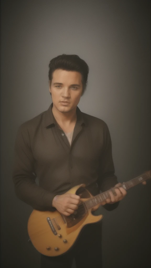 (Full-length portrait of Elvis Presley holding a guitar、(Expose POP!!! HDR Very Complex, Sharp focus, Dramatic cinematic lighting, (8k Texture, elegant, Cinematic look)(Breathtakingly beautiful, Insane Details)
 Epi C35mm
