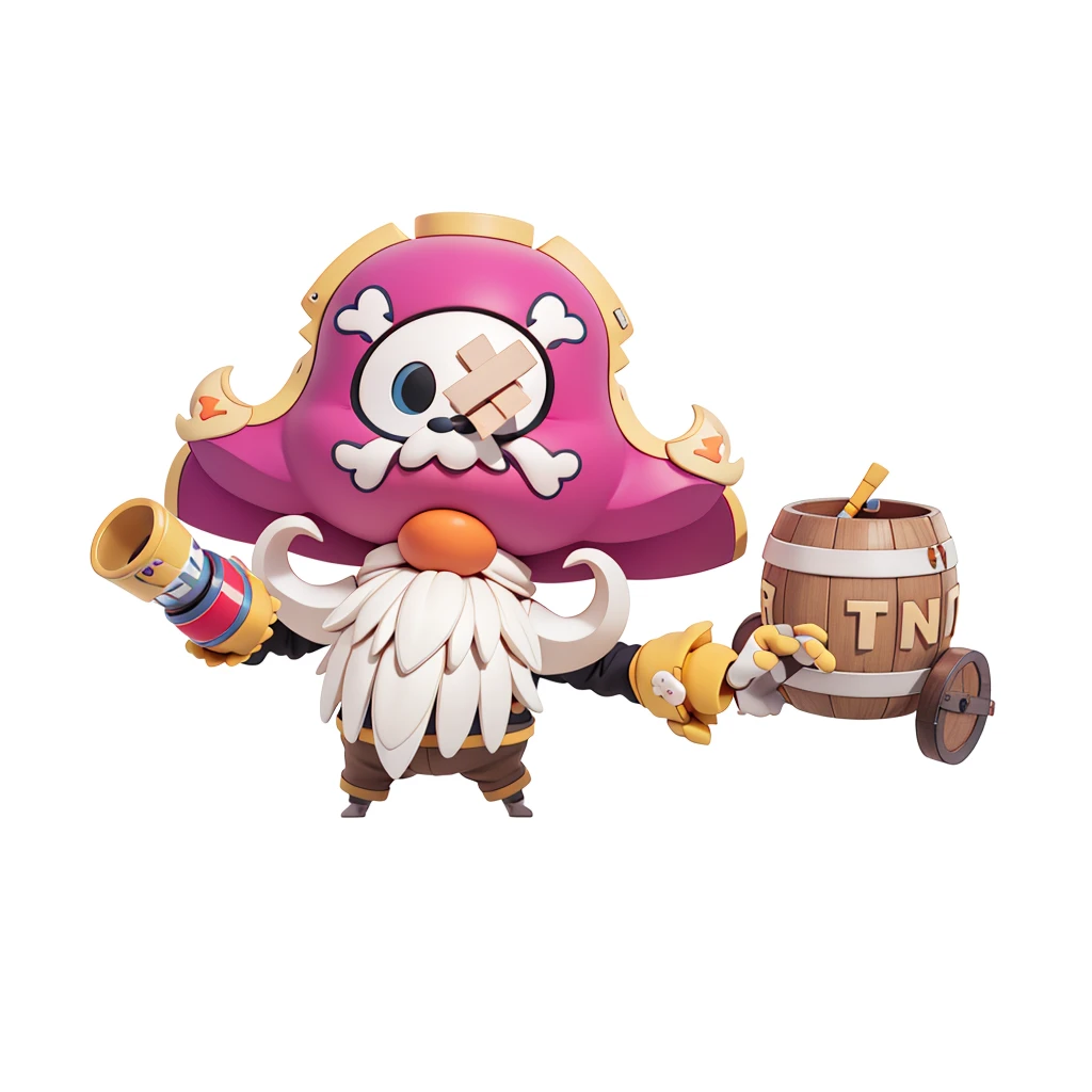 captain,No eyes,巨大的captain帽子盖过了他的脸,Red clown nose,White beard with large area,Long curly,No hands, only hooks,With a wooden barrel,TNT bomb,Isometric,xxxxxxxx cartoon 3d model,Low Poly,3D Art,C4D,octane
rendering, 3D Rendering, Ray traction, Clay Materials, Pixar Trends, Animated Lighting, Depth of Field, Super Detail, Pastel colors, mockup, Clean background, Delicate gloss, Soft focus, oc, Blender, intellectual property, best quality, 8k--s 250--v 5.1