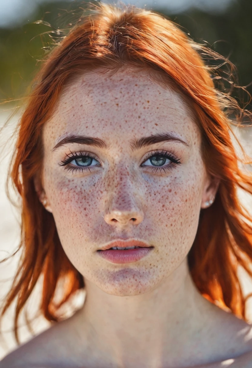 A very pretty freckle faced  topless 