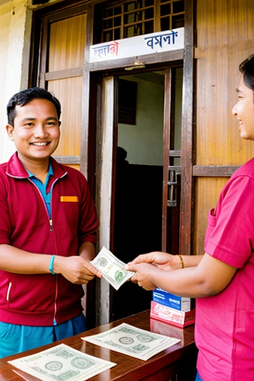 Money exchanging in nepali bank