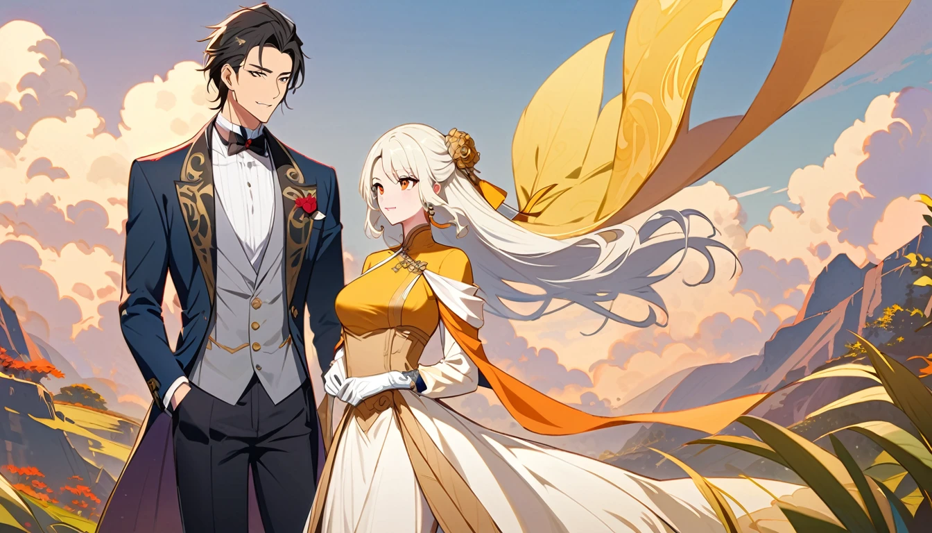 After helping my fiancée and Bai Yueguang、A dignified and handsome man、An elegant woman、Second dimension style
