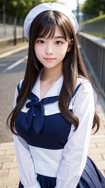 high school student,a girl,beautiful face,big breast,sailor uniform,Japanese