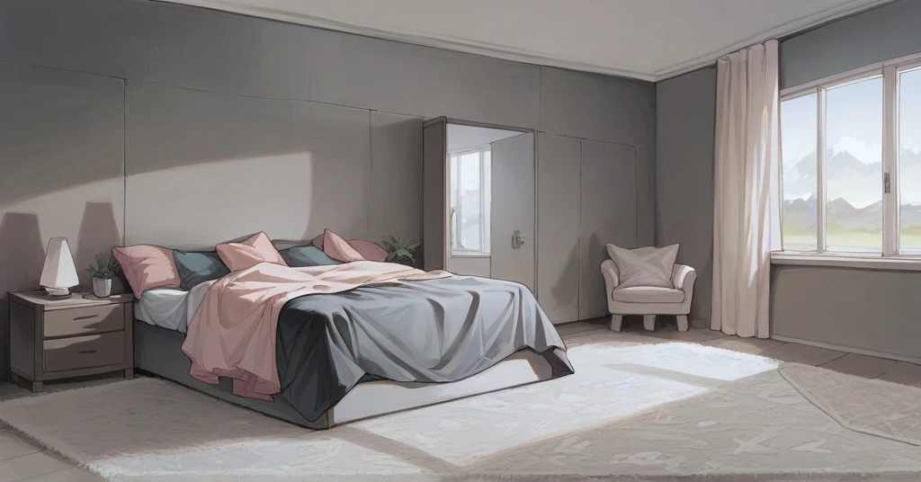 Dark matt grey walls , vibrant pink pillows