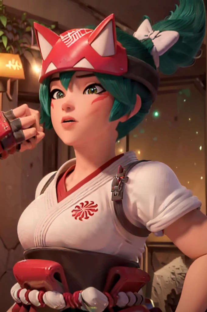 (((Fighting pose))),realistic, realism, photorealism, photo-realistic, high contrast, (photorealistic:1.4), 8k high definition detailed realistic, (best quality, masterpiece:1.2), photon mapping, radiosity, physically-based rendering, best quality, highly detailed, 1girl, owkiriko, green hair:0.6, looks at the viewer, red dress, ((glowing eyes)),
