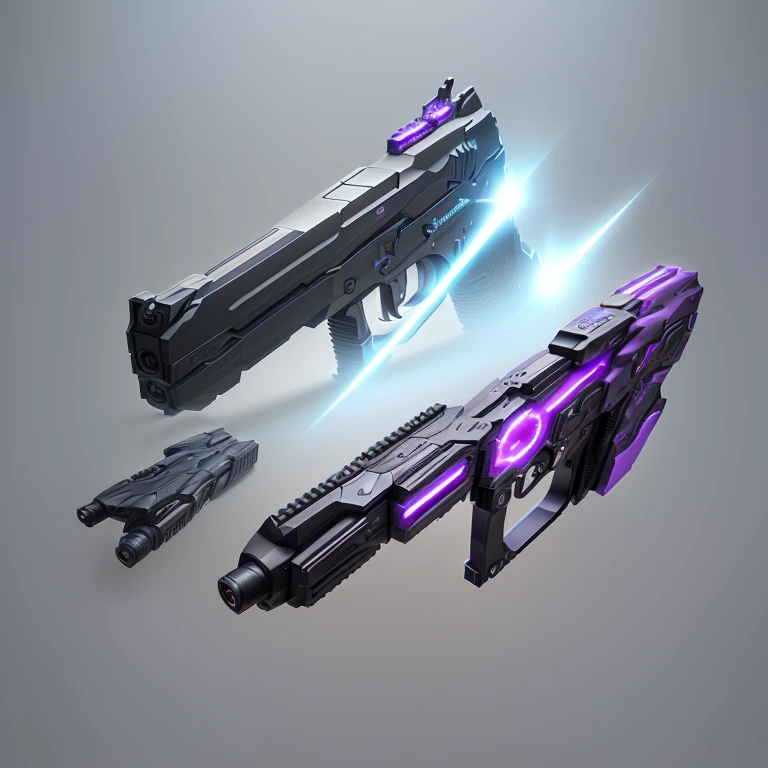 Close-up of a purple-black object with light, Sci-fi weapons, Registration Machine, Kushat Kents, hard key light, 3d icons for mobile games, Weapons of the future, key shot, Game Icon Assets, Digital Key Art, Key Light, Futuristic pistol, futuristic gun, Object Art, Laser gun, Qatar, Weapon Design