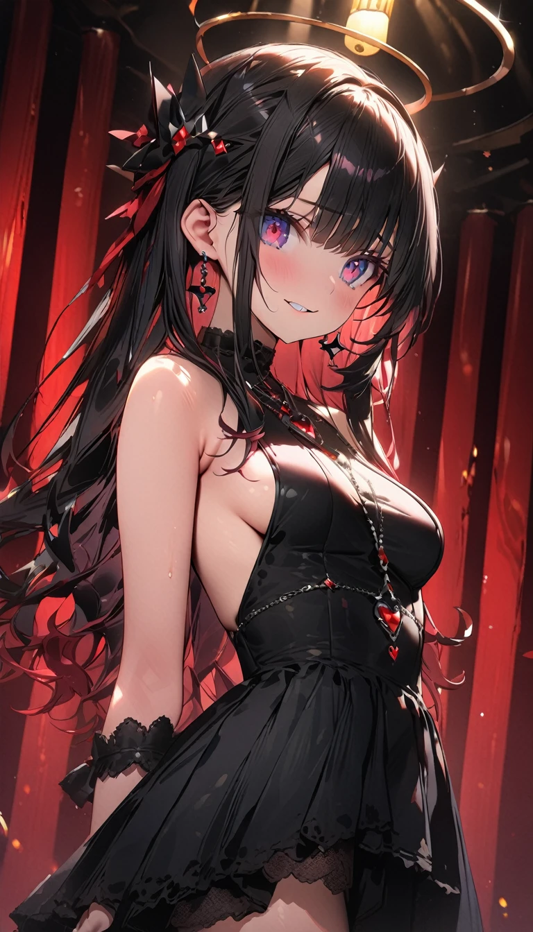 (Best quality, 8k, 32k, Masterpiece, UHD,:1.2),RAW, human, 1girl,ultra cute , ultra cute, natural lighting, transparent shining eyes, 20yo, medium breast ,femur, fair complexion , flushed face, Black girl wearing jewels Gray Eyes Holding a black jewel。despair anger pain pleasure Resignation dear sorrow destiny Calm expression Wooden bathhouse bathing Warm background full_Nude Completely naked Gothic Girl