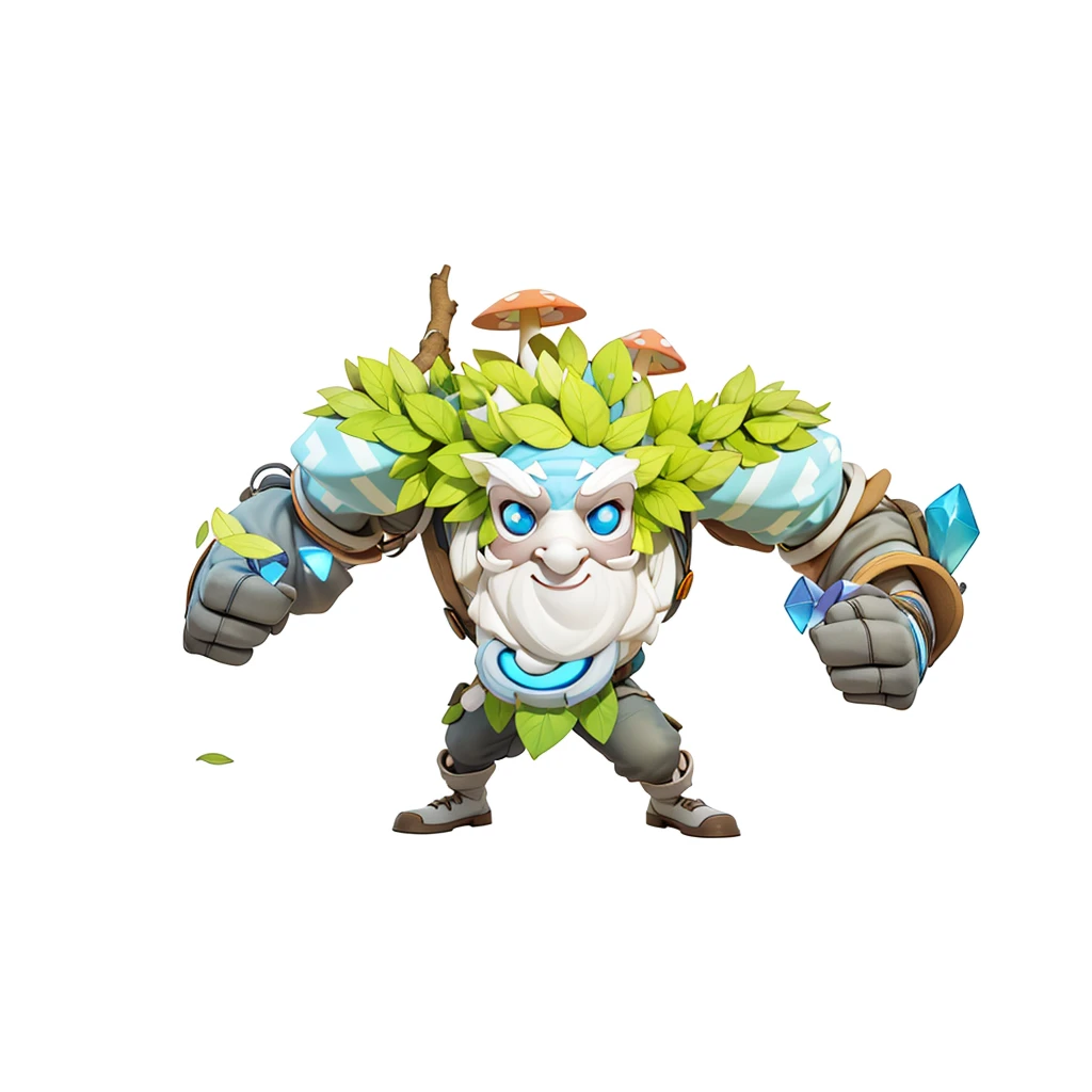 Stone Freaks,Stone element,Stone game characters,leaf,mushroom,Branches,Blue light in the eyes,A large stone jaw,The whole body is covered in stones,Glowing crystals inlaid on the body,Clothes made of leaves,strong,,Isometric,xxxxxxxx cartoon 3d model,Low Poly,3D Art,C4D,octane
rendering, 3D Rendering, Ray traction, Clay Materials, Pixar Trends, Animated Lighting, Depth of Field, Super Detail, Pastel colors, mockup, Clean background, Delicate gloss, Soft focus, oc, Blender, intellectual property, best quality, 8k--s 250--v 5.1