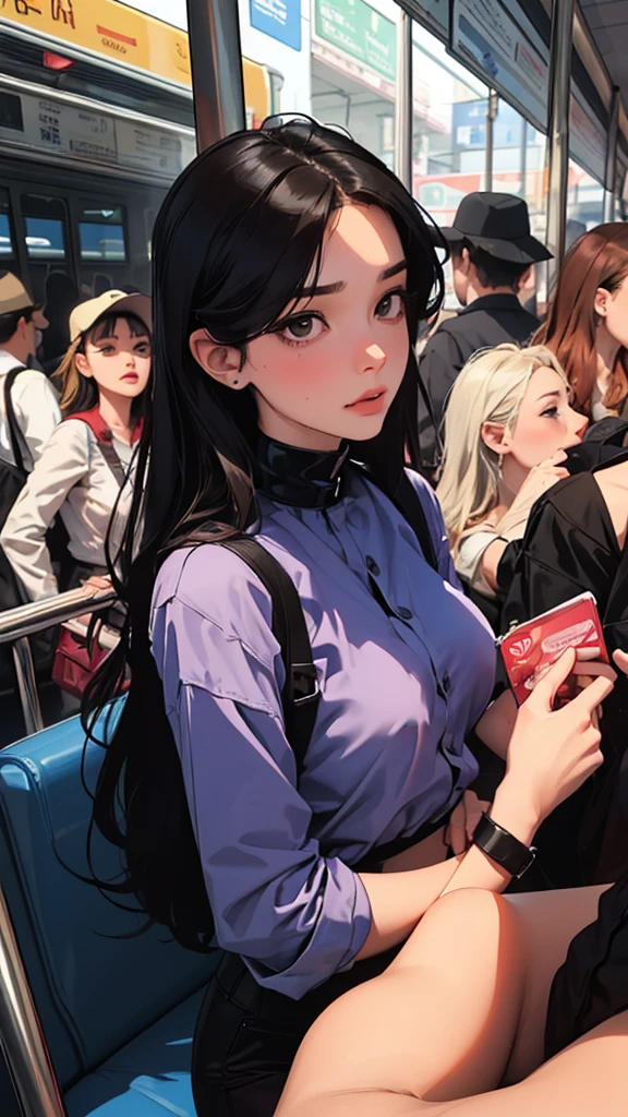 (super flat, flat shading, flat color:1.1) , Masterpiece, perfect anatomy, Females having sex with females, public transport, hot, multiple females, fingering, female orgy, female crowd, bdsm, lesbian orgy scene, latex, bound, tied up, fisheye lens, female domination, rough, lesbian, yuri