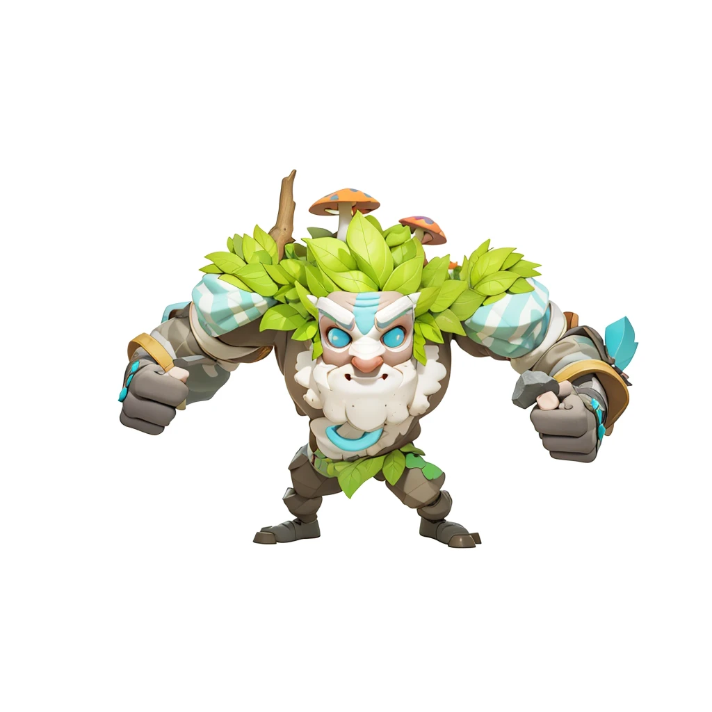 Face made of stone，Stone Freaks，The whole body is covered with stones，Stone Man，Stone element，Stone game characters，leaf，mushroom，Branches，A large stone jaw，The whole body is covered in stones，，Clothes made of leaves，strong，，Isometric,xxxxxxxx cartoon 3d model,Low Poly,3D Art,C4D,octane
rendering, 3D Rendering, Ray traction, Clay Materials, Pixar Trends, Animated Lighting, Depth of Field, Super Detail, Pastel colors, mockup, Clean background, Delicate gloss, Soft focus, oc, Blender, intellectual property, best quality, 8k--s 250--v 5.1

