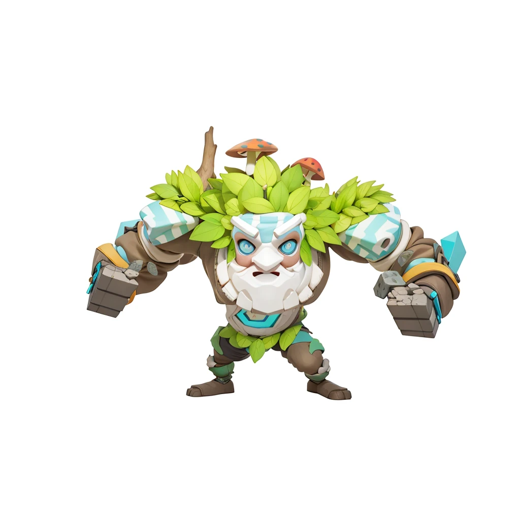 Face made of stone，Stone Freaks，The whole body is covered with stones，Stone Man，Stone element，Stone game characters，leaf，mushroom，Branches，A large stone jaw，The whole body is covered in stones，，Clothes made of leaves，strong，，Isometric,xxxxxxxx cartoon 3d model,Low Poly,3D Art,C4D,octane
rendering, 3D Rendering, Ray traction, Clay Materials, Pixar Trends, Animated Lighting, Depth of Field, Super Detail, Pastel colors, mockup, Clean background, Delicate gloss, Soft focus, oc, Blender, intellectual property, best quality, 8k--s 250--v 5.1
