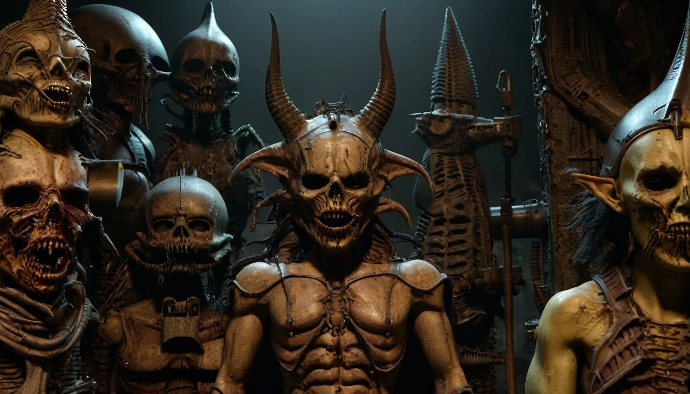 (3D rendering:3.1) in (medium full shot:3.1) of lot of characters from a movie for (Galaxy of Horror), inspired by Hans Bellmer and Greg Rutkowski, futuristic apocalypse, stalenhag, metal album cover, gwar, heavy metal band promo, (with Creepy, Sci-Fi, Fantasy and Horror:2.9) retro sci fi, Horror movie, very detailed body, moody, epic, shot on Kodak Vision3, (intricate details:2.4), (hyperdetailed:3.1), (8k resolution:3.1), (high detailed:4.1), lot of detailed, high quality, soft (cinematic:3.3) light, dramatic atmosphere, atmospheric pespective, (impactful art:2.8), rich colors, (3D rendering:3.1)