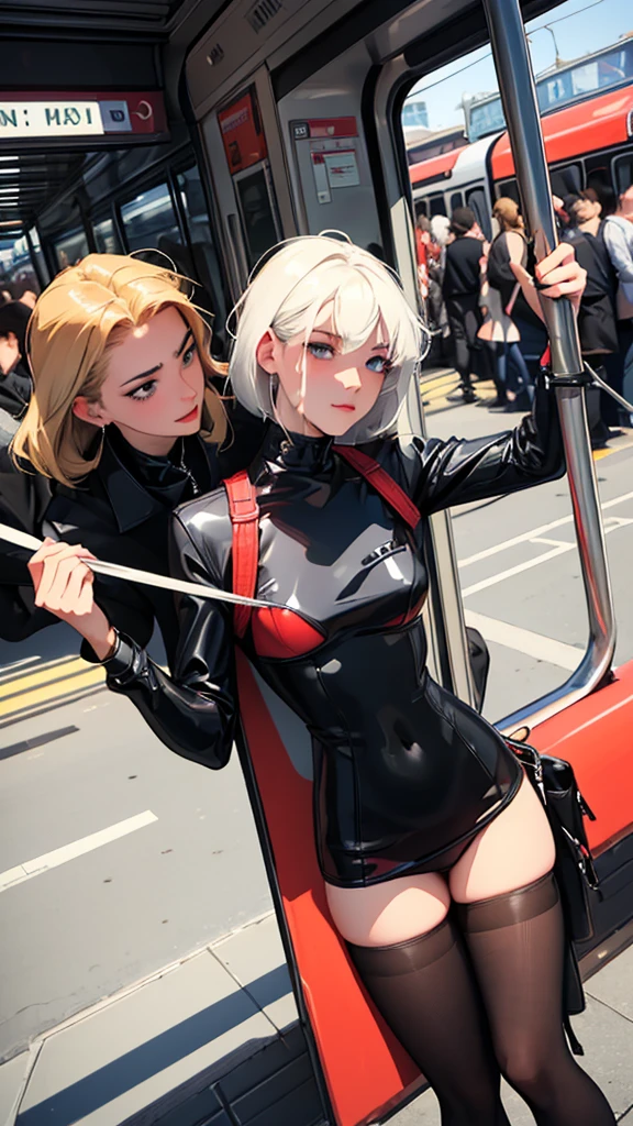 NSFW、masterpiece、gwen stacy, spiderverse, spiders、 Gwen, undercut, blonde, multicolored hair, bodysuit, web-print, hood down, , (huge breast:1.1)、crowded train、is standing、((whole body))、Hold on to the strap、((((脇Sweat))))、((((Wakiga))))、(((Sweat)))、(((odor)))、((masturbation))、((((Sweat stain))))、((hot))、(((embarrassing)))、(((Erotic)))