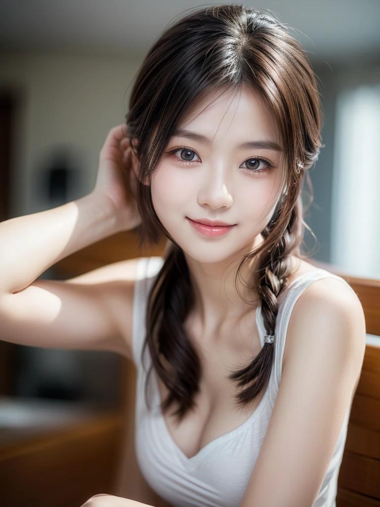 Practical photography, 22 years old, Korean, (Two girls,twin: 1.3),beautiful girl, (Environmental details: 1.3), (The original image, CG Unity, photography, Super practical details, Be focused, Delicate skin, 4K high resolution, masterpiece, best quality, Practical, Full of energy: 1.2), (8K, 4K, Ultra-high quality, high resolution, Main, Unique, dramatic), Model pose, Smile,Home,Casual Clothes