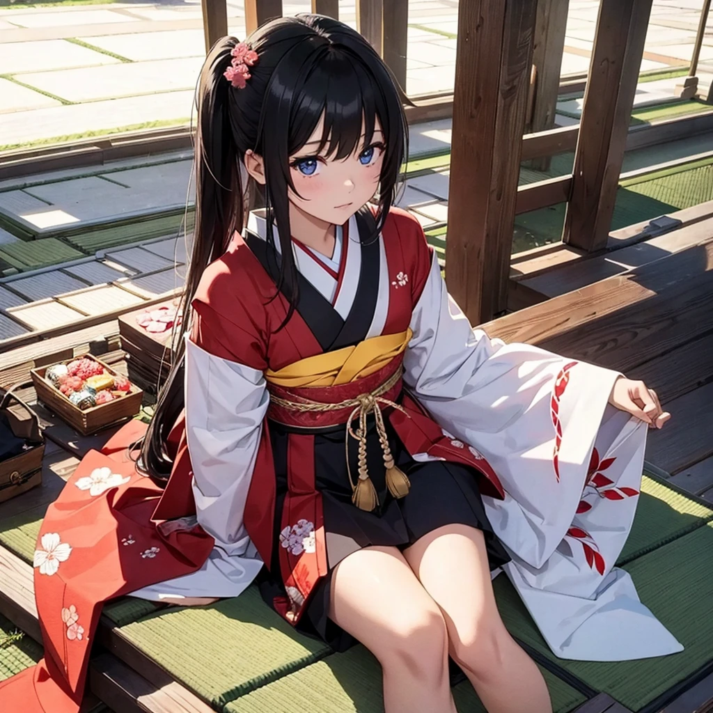 A Japanese girl, Japanese kimono, long legs, hands behind her back, (Realism: 1.4), (Masterpiece: 1.3), facing the camera, smiling, aqua green eyes, grinning, floating hair, close-up, 4K, realistic lighting, ultra hd, shadows, blurred background, clean, 3d.