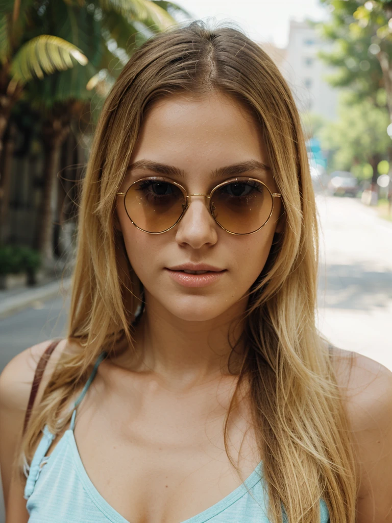 young blonde face only with a sunglasses