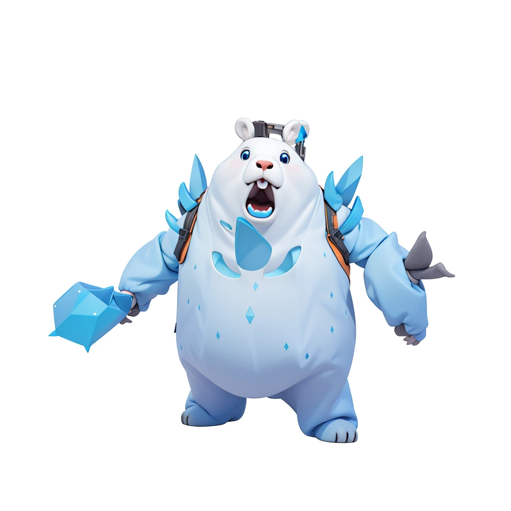 A round and cute white bear,Rabbit ears,Rabbit teeth,Polar bear with rabbit characteristics,The Arctic glaciers came out of him,Fierce blue eyes,Blue claws,Open your mouth,Isometric,xxxxxxxx cartoon 3d model,Low Poly,3D Art,C4D,octane
rendering, 3D Rendering, Ray traction, Clay Materials, Pixar Trends, Animated Lighting, Depth of Field, Super Detail, Pastel colors, mockup, Clean background, Delicate gloss, Soft focus, oc, Blender, intellectual property, best quality, 8k--s 250--v 5.1