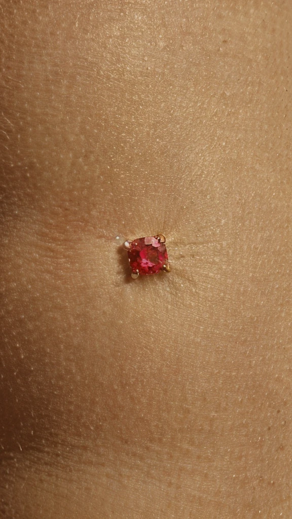 Gold ring with a vibrant red ruby.