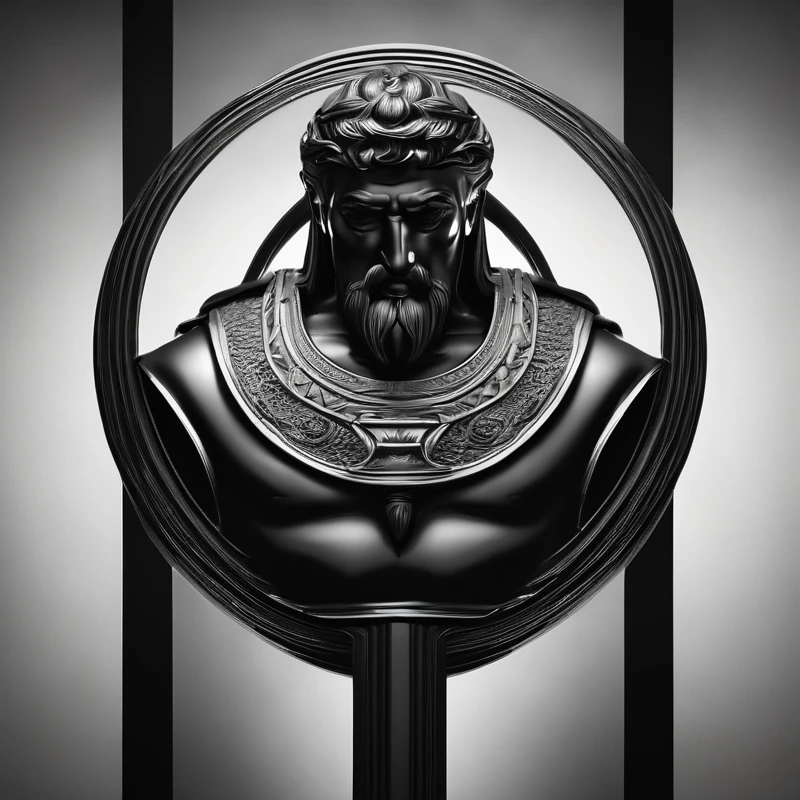 (minimalist logo image ), philospher stoic sculpture black and white, stoic uniqueness, (hyper realistic), black and white background, realism style, dramatic monochrome tones, sharp contrasts, sleek and professional, ultra-detailed, high definition (HD)