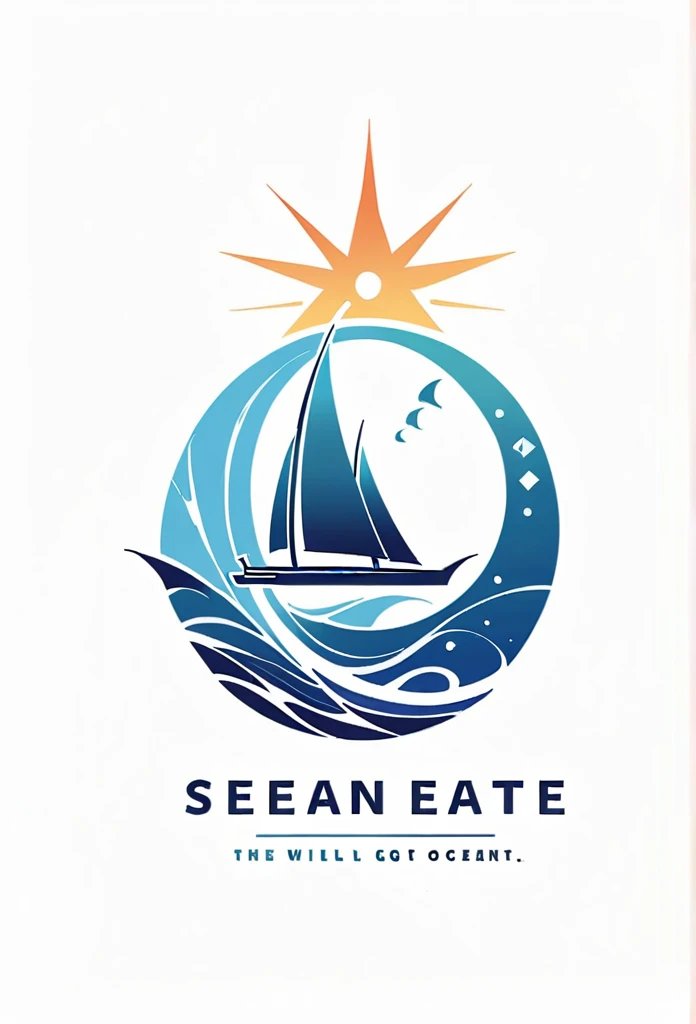 a stylish logo of a real estate company
 sea-inspired logo
 Logos with the image of yachts and sailboats

 The theme is,
 With a message that we will go out together to the ocean of real estate sales and deliver it to the land safely.

 Light blue and blue designs

 Pretty cool
 Stylish design
 chic and modern design

 White background