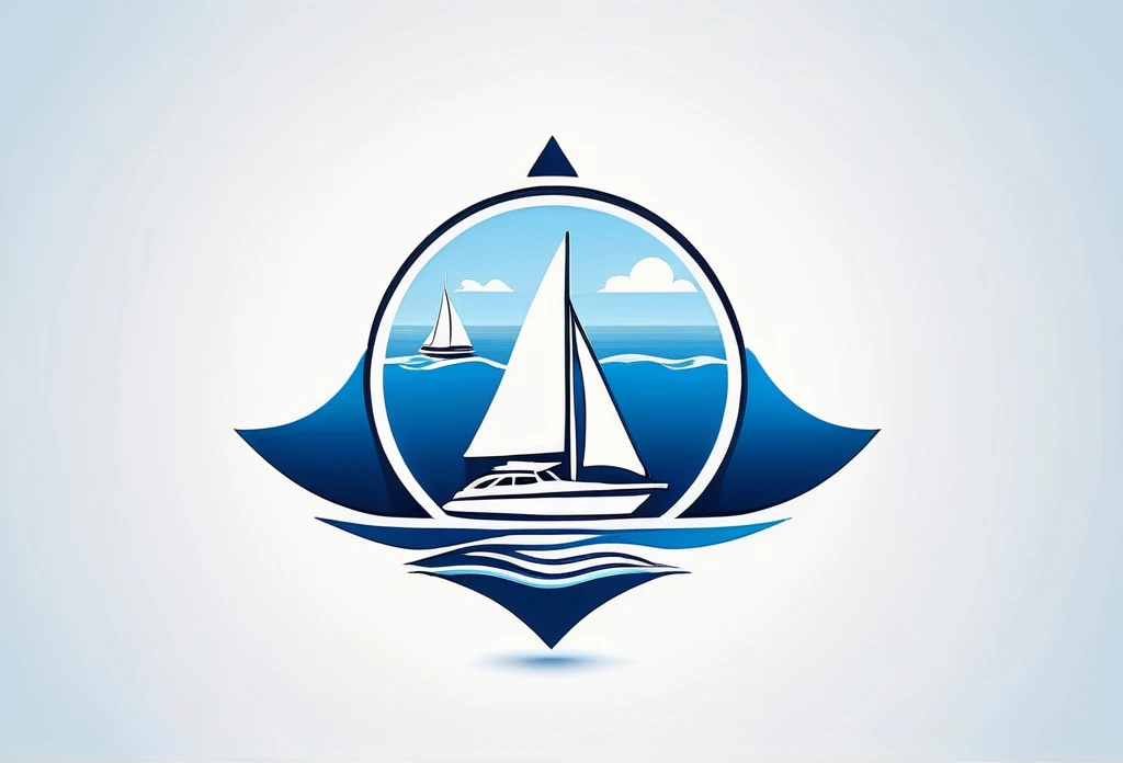a stylish logo of a real estate company
 sea-inspired logo
 Logos with the image of yachts and sailboats

 The theme is,
 With a message that we will go out together to the ocean of real estate sales and deliver it to the land safely.

 Light blue and blue designs

 Pretty cool
 Stylish design
 chic and modern design

 White background