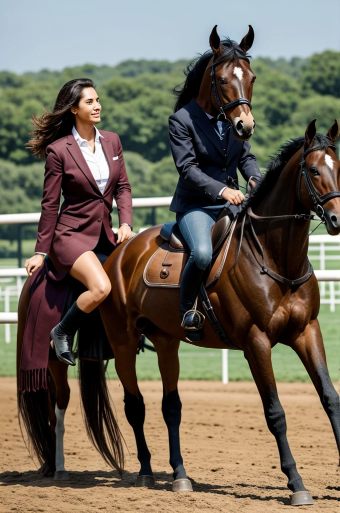 It shows a being that is half woman and half horse.