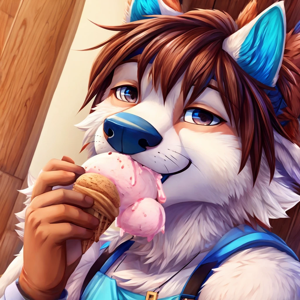 Furry boy suck ice cream