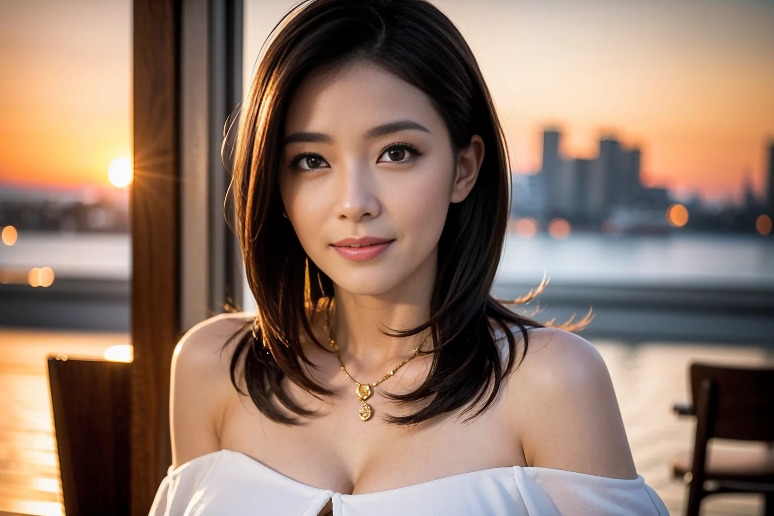 （Realistic:1.1）,(masterpiece,Highest quality)，8k,((2人のwoman)), (45 years old), 42 years old, Tight waist,Upper Body,full-course dinner、wine 、Amazing view of the sunset sky and clouds、Perfect Anatomy, Brown Hair, Short Hair,Random Hairstyles,((Highly detailed face and eyes:1.2))(cute顔:1.4)，美しいactressの顔，Perfect golden ratio face，woman&#39;suit、Nice,(smile:1.2)、Shortcuts、cute、slimカップル、modelカップル、actress男優、(Realistic, Intricate details:1.2), A bright smile、short hair,Bright Face、赤wine 、Appetizers、Italian food、wine bottle、Champagne、スパークリングwine、Brown Hair、Shortcuts、Long sleeve shirt、dress、(slimな顔), (The body is slim), (Brown Hair), (Shortcuts), cheeks turn a little red,restaurant, In a prominent place (From the waist up) Nova Frog Style, actress, model, Upper Body, 白wine, slim, wineグラス, 