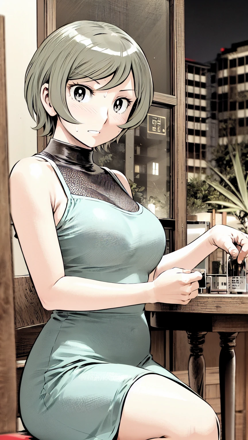 、(masterpiece、Highest quality)、Highest quality, Ultra-high resolution, (((masterpiece))), alone, Sweat、Big eyes, Composition from the front、Shortcuts、Embarrassed face、Blonde Hair、Cut your hair short、School classroom、skirt、short hair、Browsing Caution、Upper body naked、Breasts exposed、Nipples、Large areola、Sitting in a chair without a backrest、Internal Medicine Examination、Woman showing her body、belly button、真Composition from the front、School Insurance Office、curtain、cubicle、window、door、Fluorescent lamp