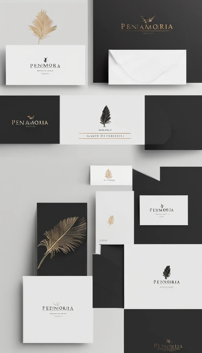 A minimal, modern, simple, cinematic logo design for the brand “Penamemoria". Create a modern, minimalistic, high-quality, logo of a boy-feather
