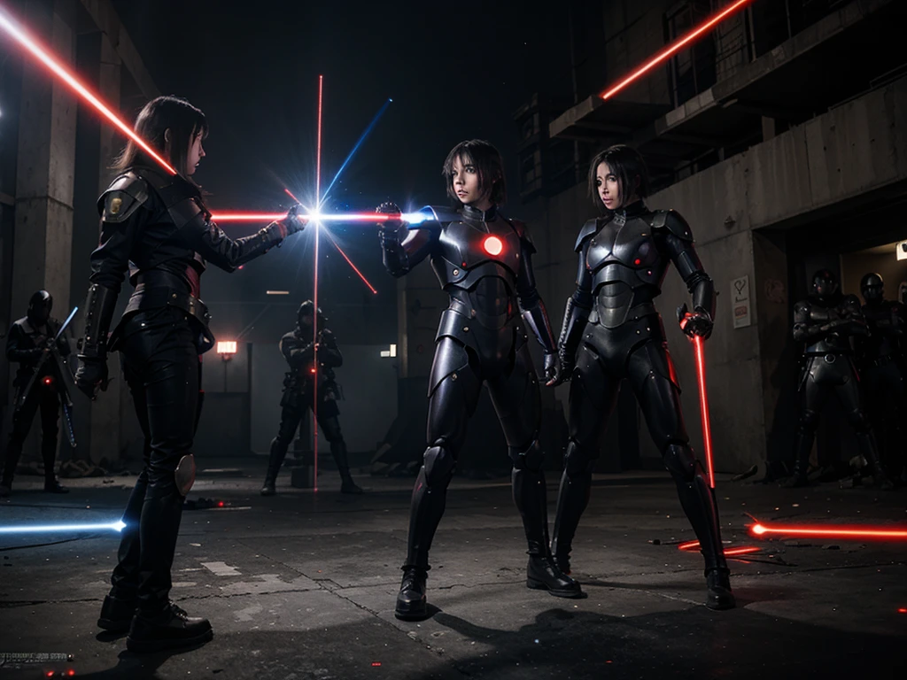 End of the world in which people fighting with machine's and laser swords anime version