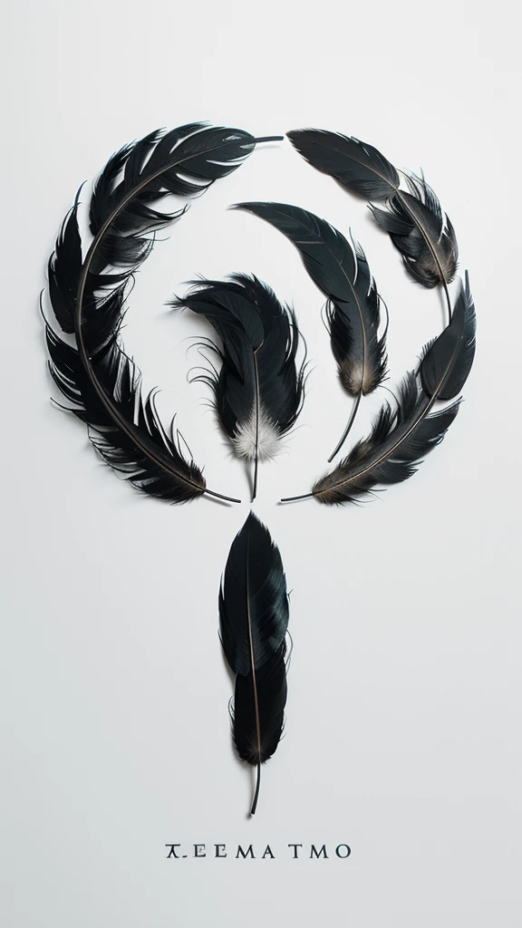 A minimal, modern, simple, cinematic logo design for the brand “Penamemoria". Create a modern, minimalistic, high-quality, logo of a dreamy. fantastic, poetic, masterpiece feather of Memories