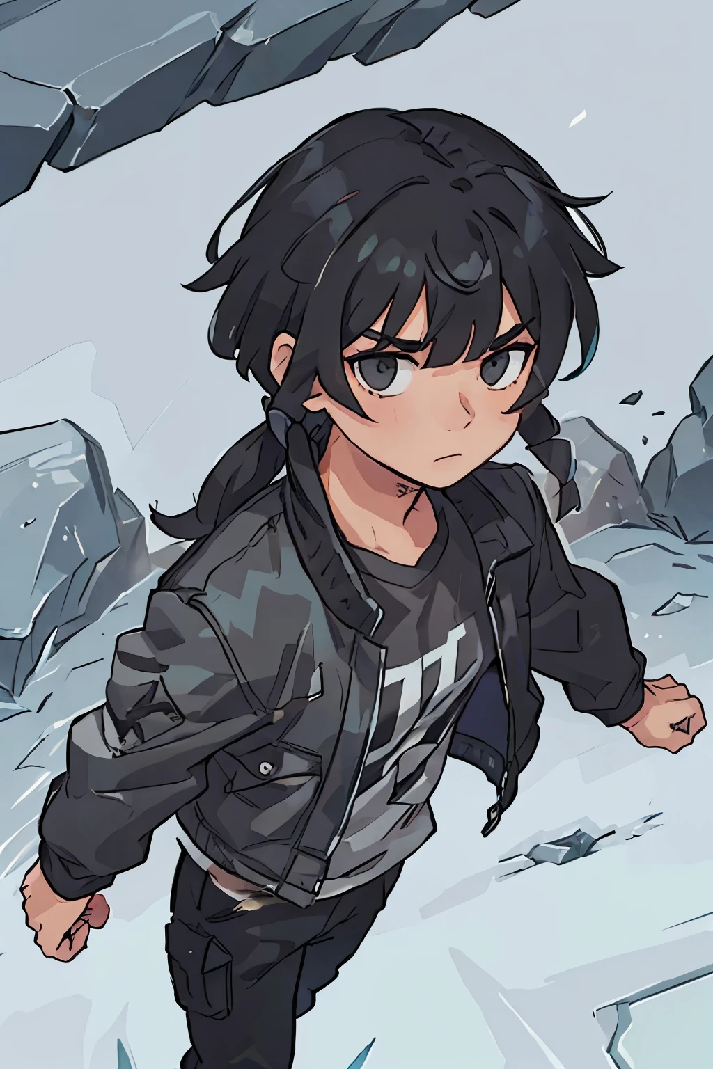 A male character with a black Mullet haircut and rock clothes