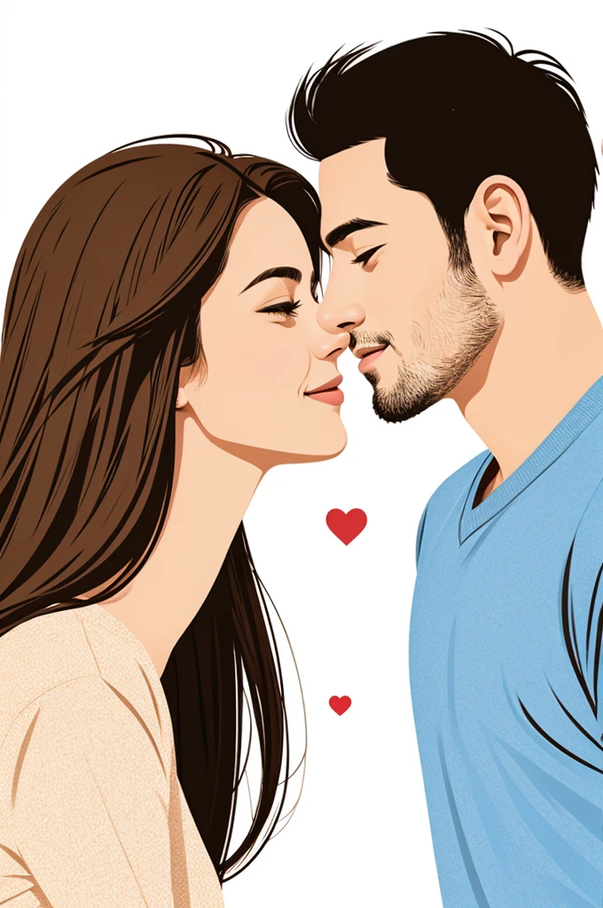 Illustration couple man and woman giving each other love