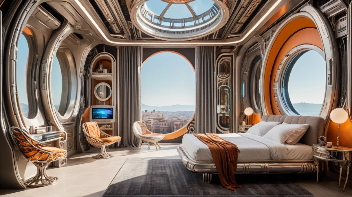 (Space Rome Classic SF Style:1.3) Landscape Photography (Futuristic high tech bedroom:1.1), afternoon, sunny.
(Intricate and sharp details:1.5), Ultra-high resolution, Vibrant colors