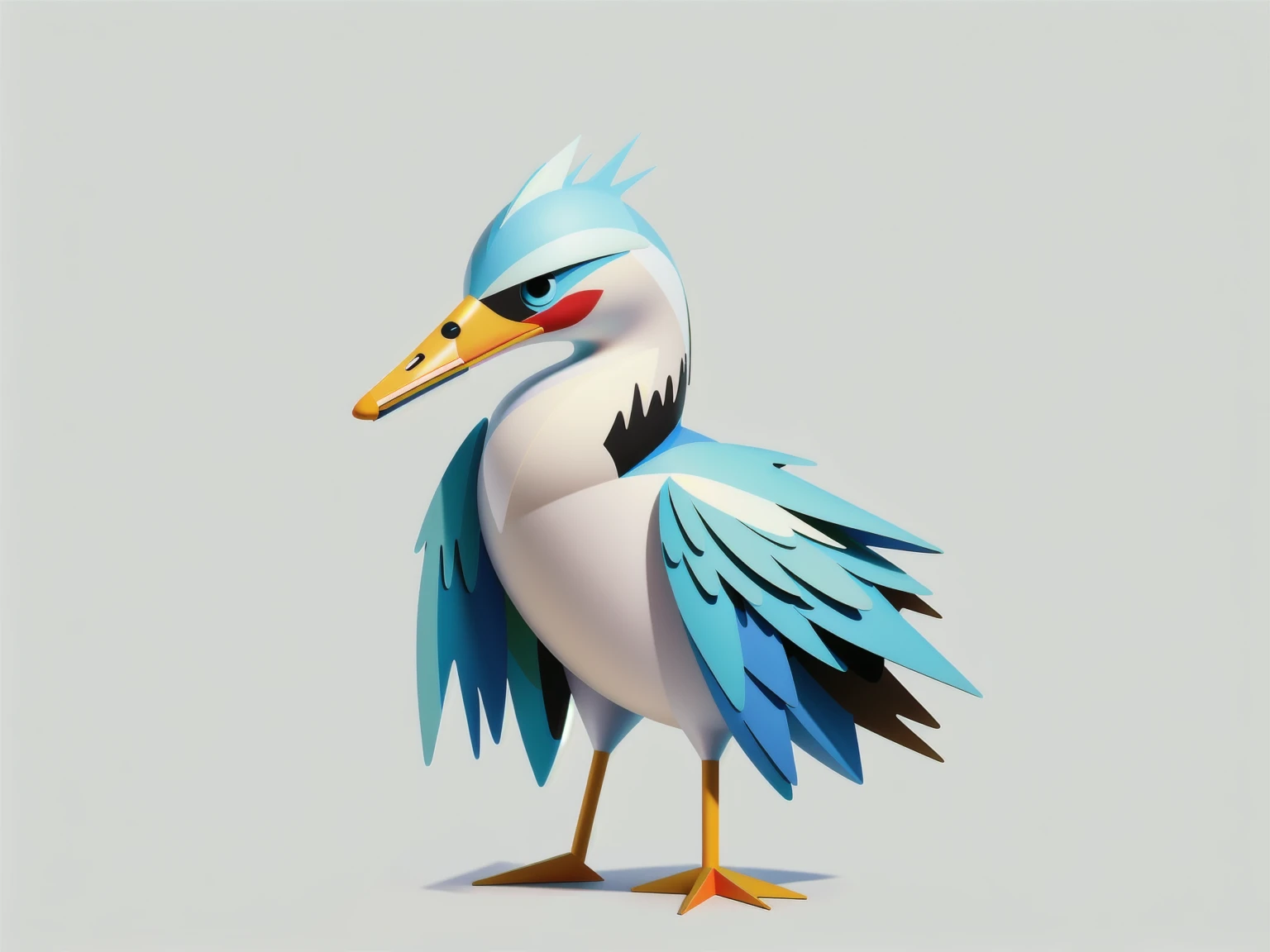 best quality,masterpiece,Very detailed,Extremely detailed, Minimalism pop art style，a surreal bird perched on a white surface, surreal bird, anthropomorphic bird, stylized 3D render, stylized 2D, highly detailed colorful low poly art, fantasy duck concept portrait, cgsociety bird, stylized 2D render, 2D render style, 2D illustration