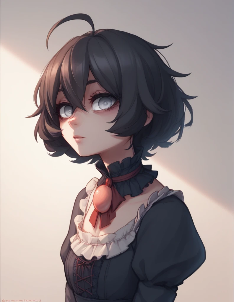 1 girl, alone, ppka, black fur, short hair, messy fur, Ahoge, parts, parts por todo el cuerpo, grey eyes, blind eyes, kind eyes, address would be, sexy look,, looking at the viewer,
Beautiful peach color, victorian style dress,
posing, a little cold environment,