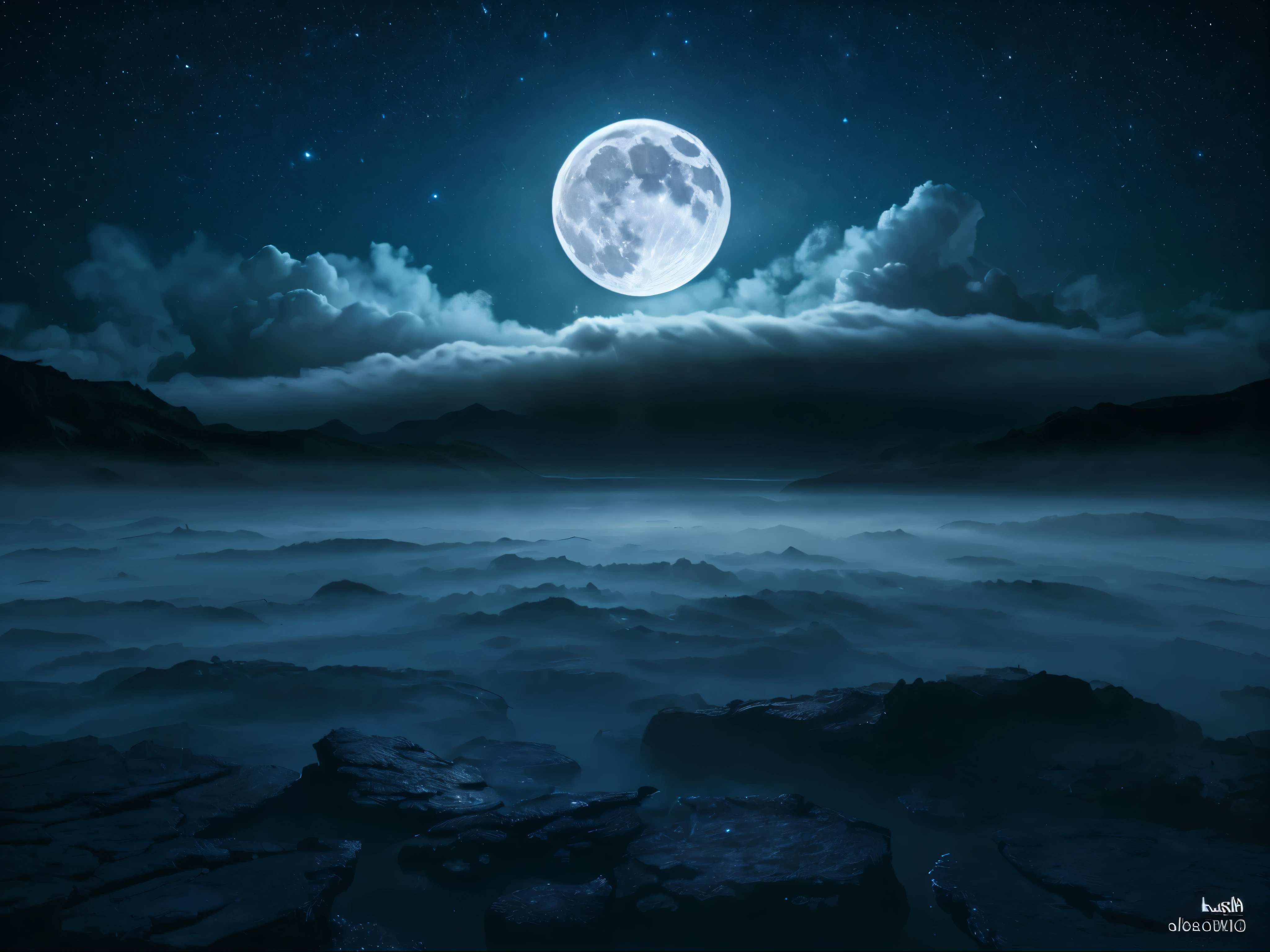 a beautiful detailed full moon in a night sky, moonlight, realistic, photorealistic, (best quality,4k,8k,highres,masterpiece:1.2),ultra-detailed,(realistic,photorealistic,photo-realistic:1.37), dynamic lighting, dramatic shadows, glowing moon, atmospheric, mystical, serene, tranquil, calming, (cinematic:1.1), dramatic clouds, starry night sky, (intricate details:1.1)