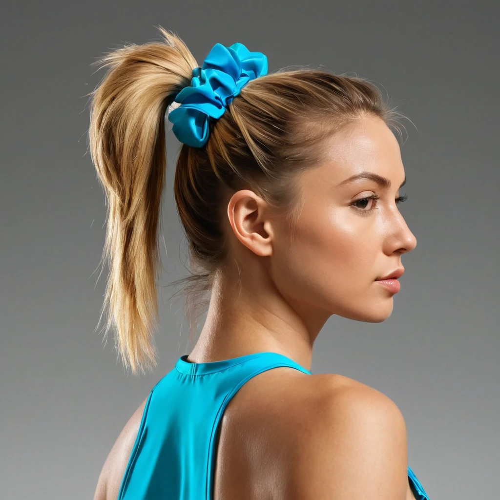 (masterpiece, best quality), Intricate detailing,, 1 girl, Samus Aran, pony tail, scrunchie,,