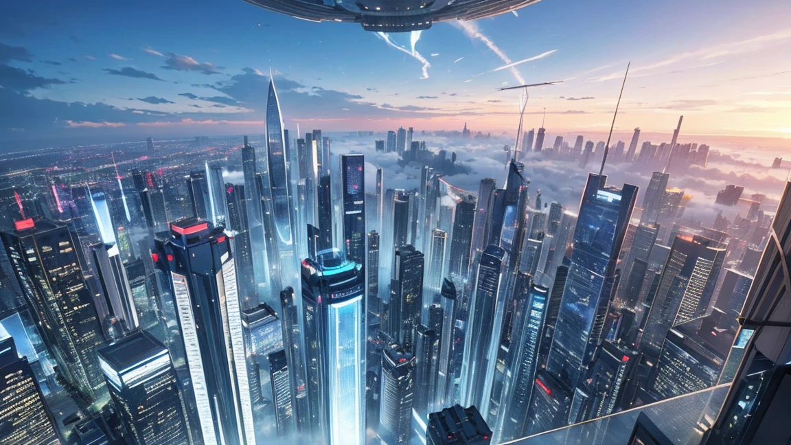 (Highest quality,4K,8k,High resolution,masterpiece:1.2),Very detailed,(Realistic,Realistic,Photorealistic:1.37),Futuristic floating city,Future Technology,Huge urban high-tech tablet platform,airship,Floating in the sky,Future City,小さなairshipが周囲に,High-tech hemispherical platform,Colorful lights,High-level architecture,Modern architecture,Skyscraper,Access the cloud,Beautiful views,City view,Impressive design,Seamlessly blending with nature,vibrant and lively atmosphere,Future Transportation Systems,No Parking,Transparent path,Lush greenery,Sky Garden,waterfall,Spectacular Skyline,Reflection on the surface of the water,Shining River,Architectural Innovation,Futuristic skyscrapers,Transparent Dome,The building has an unusual shape,Elevated walkway,Impressive Skyline,Glowing lights,Future Technology,minimalist design,Scenic spots,panoramic,tower that pierces the clouds,Vibrant colors,Spectacular sunrise,Spectacular sunset,Dazzling light display,Magical atmosphere,Future City,Urban Utopia,Luxury Lifestyle,Innovative Energy,Sustainable Development,Smart City Technology,Advanced Infrastructure,Quiet atmosphere,Nature and technology coexist in harmony,Wonderful cityscape,Unprecedented urban planning,Architecture seamlessly connects with nature,High-tech city,A marvel of cutting-edge engineering,The future of urban living,A visionary architectural concept,Energy-efficient buildings,Harmony with the environment,A city floating above the clouds,Utopian dreams become reality,The possibilities are endless,Cutting-edge transportation network,Green Energy Integration,Innovative Materials,Impressive holographic display,Advanced Communication Systems,Breathtaking aerial views,Quiet and peaceful environment,Modernist aesthetics,Heavenly Beauty