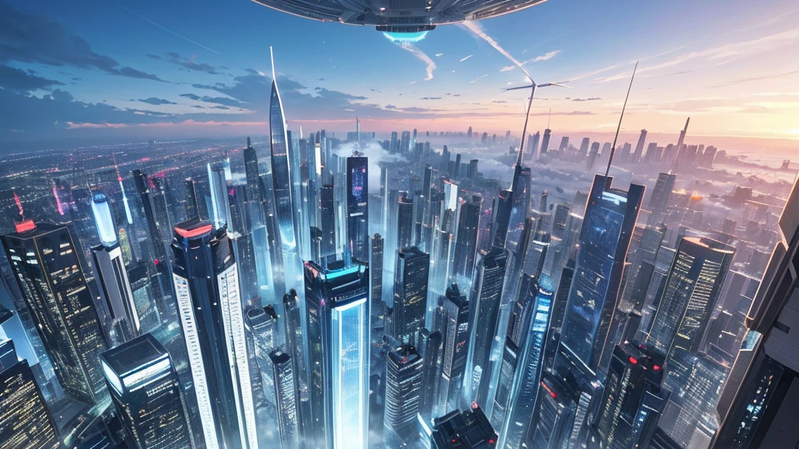 (Highest quality,4K,8k,High resolution,masterpiece:1.2),Very detailed,(Realistic,Realistic,Photorealistic:1.37),Futuristic floating city,Future Technology,Huge urban high-tech tablet platform,airship,Floating in the sky,Future City,小さなairshipが周囲に,High-tech hemispherical platform,Colorful lights,High-level architecture,Modern architecture,Skyscraper,Access the cloud,Beautiful views,City view,Impressive design,Seamlessly blending with nature,vibrant and lively atmosphere,Future Transportation Systems,No Parking,Transparent path,Lush greenery,Sky Garden,waterfall,Spectacular Skyline,Reflection on the surface of the water,Shining River,Architectural Innovation,Futuristic skyscrapers,Transparent Dome,The building has an unusual shape,Elevated walkway,Impressive Skyline,Glowing lights,Future Technology,minimalist design,Scenic spots,panoramic,tower that pierces the clouds,Vibrant colors,Spectacular sunrise,Spectacular sunset,Dazzling light display,Magical atmosphere,Future City,Urban Utopia,Luxury Lifestyle,Innovative Energy,Sustainable Development,Smart City Technology,Advanced Infrastructure,Quiet atmosphere,Nature and technology coexist in harmony,Wonderful cityscape,Unprecedented urban planning,Architecture seamlessly connects with nature,High-tech city,A marvel of cutting-edge engineering,The future of urban living,A visionary architectural concept,Energy-efficient buildings,Harmony with the environment,A city floating above the clouds,Utopian dreams become reality,The possibilities are endless,Cutting-edge transportation network,Green Energy Integration,Innovative Materials,Impressive holographic display,Advanced Communication Systems,Breathtaking aerial views,Quiet and peaceful environment,Modernist aesthetics,Heavenly Beauty