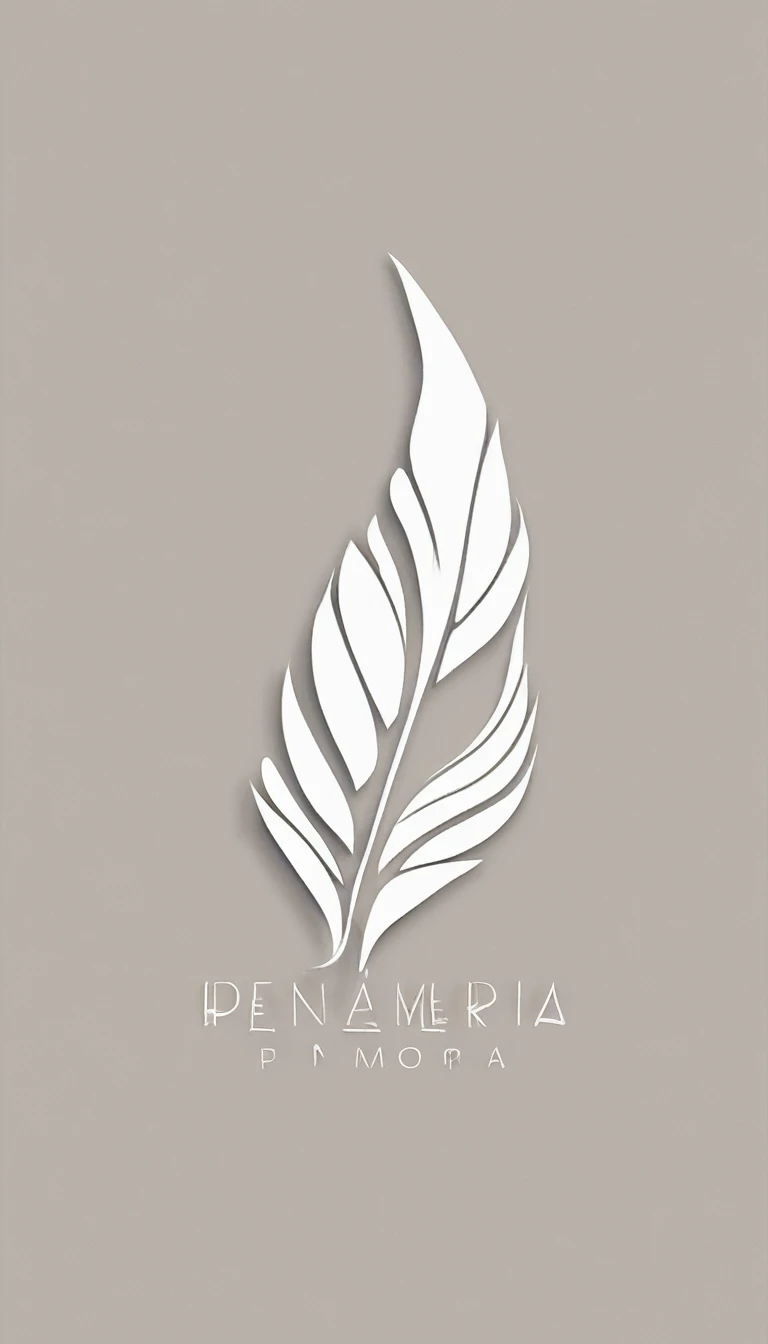 A minimal, modern, simple, cinematic logo design for the brand “Penamemoria". Create a modern, minimalistic, high-quality, logo of a feather that convey a sense of memories and dreams